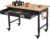 48″ Adjustable Workbench, Heavy Duty Workstation with Drawer Storage, 2000LB Load Capacity, Rubber Wood Shop Table Workstation with Power Outlets & Rolling Wheels, Workbench for Workshop Garage