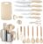 RAXCO 18 Pieces Kitchen Set -7 Silicone Cooking Utensils set, 6 Knife set with sharpener,5 Cookwares(Khaki)