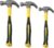 3 Pack of Claw Hammers (20 oz, 16 oz, 8 oz) with Sure-Grip Fiberglass Handles and Polished Steel Head