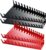 52 Slots Metal Wrench Organizer, Wrench Holder Tray Set, Wall-Mounted Tool Organizer Wrench Holder for Wrench Storage(2Red&2Black)