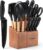 18-Piece Knife Sets for Kitchen with Block and Sharpener & Kitchen Utensils Set & Removable Utensil Holder (Walnut & Black)-Precision Cutting, Effortless Sharpening, Convenient Organization