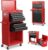 Goplus Rolling Tool Chest, 6-Drawer Tool Box Organizer w/Auto Locking System & Lockable Wheels & Sliding Drawers & Detachable Top, Tool Storage Cabinet for Garage Workshop (Red + Black)