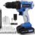 20V Cordless Drill, 3/8” Keyless Chuck, 353 In-lb (40 N.m) Torque, 2 Variable Speed, Electric Power Drill Set with 1.5AH Battery & Charger, 25+1 Position and 34 pcs Drill/Driver Bits (Blue)