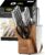 McCook® Knife Sets with Built-in Sharpener,German Stainless Steel Hollow Handle Kitchen Knives Set in Acacia Block