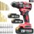 21V Cordless Drill, Brushless Power Drill Set with 2 Batteries and Charger,3/8-Inch Chuck Electric Drill Driver,20+3 Torque Setting,32 pcs Drill/Driver Bits and Tool set