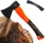 Hatchet Axe with Sheath, 15″ Camping Hatchet for Wood Splitting and Kindling, Forged Carbon Steel Heat Treated Chopping Axe Handle with Anti-Slip Grip Orange