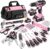 WORKPRO Pink Drill Set with UPGRADED Tool Bag, 157PCS Tool Kit For Home with 20V Cordless Drill Driver, Household Pink Tool Set including Screwdriver, Hammer, Tool Kit for Women and Men-Pink Ribbon