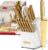 McCook® Knife Sets, Golden Titanium Stainless Steel Kitchen Knife Block Sets with Built-in Sharpener