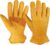 OZERO Flex Grip Leather Work Gloves Stretchable Wrist Tough Cowhide Working Glove 1 Pair (Gold, X-Large)