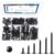 #8 Modified Truss Head Black Wood Screws Assortment Kit, 132 pcs, Phillips Drive, Wood Screws, Screws, Screws Assortment, Screws Set, 6 Sizes (1/2”, 3/4”, 1”, 1-1/4”, 1-1/2”, 2”) (Black)