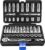 EPAuto 45 Pieces 3/8″ Drive Socket Set with 72-Tooth Pear Head Ratchet